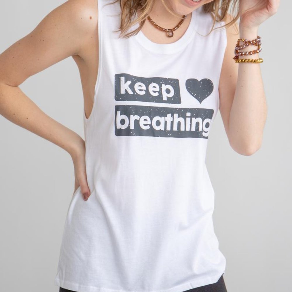 Keep Breathing- Bamboo/Organic Cotton Muscle Tee